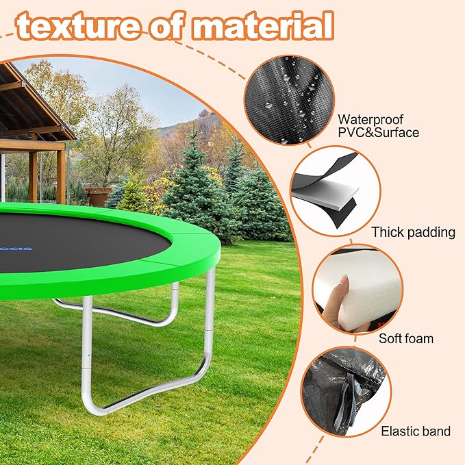 Trampoline Pad 10ft 12ft 14ft 15ft 16ft Trampoline Replacement Safety Pad, Waterproof and