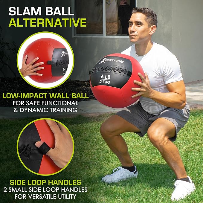 ProsourceFit Soft Medicine Balls, Wall Balls and Full Body Dynamic Exercises, Color-Coded Weights: