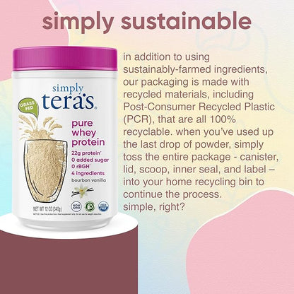 Simply tera's Pure Whey Protein Powder - Grass Fed Vanilla Whey Protein Powder, Clean, Made Without