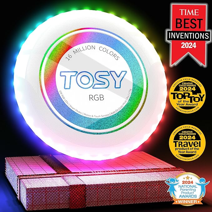 TOSY Flying Disc - 16 Million Colors RGB or 36 LEDs, Extremely Bright, Smart Modes, Camping