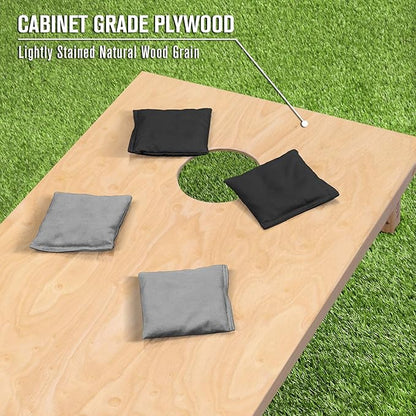 GoSports Regulation Size Wooden Cornhole Set with Natural Wood Finish - Includes Carrying Case