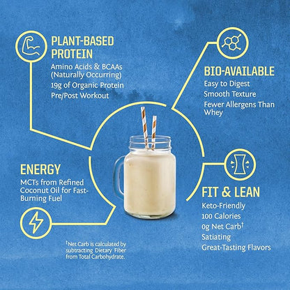 Vegan Organic Protein Powder Plant-based | BCAA Amino Acids Hemp Seed Soy Free Dairy Free Gluten
