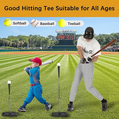 Baseball Tees for Hitting Adjustable Height Batting Tee 24" to 45" Easy Assemble Softball Tee with