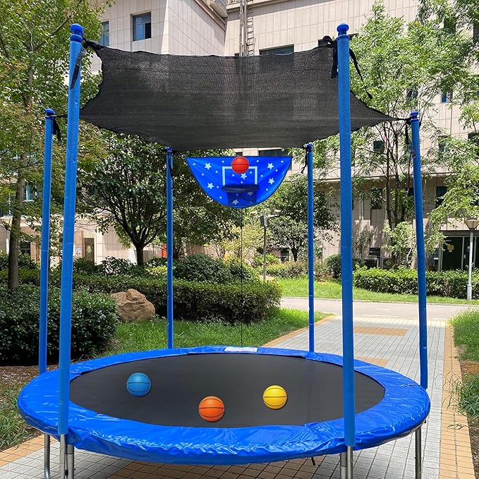 Trampoline Basketball Hoop, Attachment with Pump and Mini Ball, Universal Trampoline Accessories