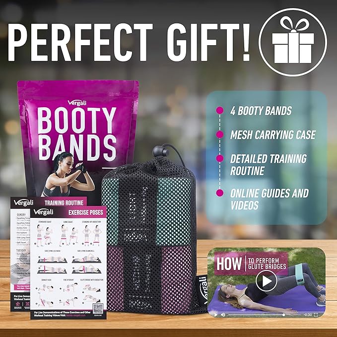 Resistance Bands for Working Out with Workout Bands Guide. 4 Booty Bands for Women Men Fabric