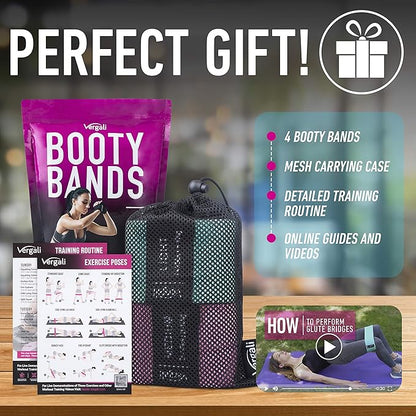 Resistance Bands for Working Out with Workout Bands Guide. 4 Booty Bands for Women Men Fabric