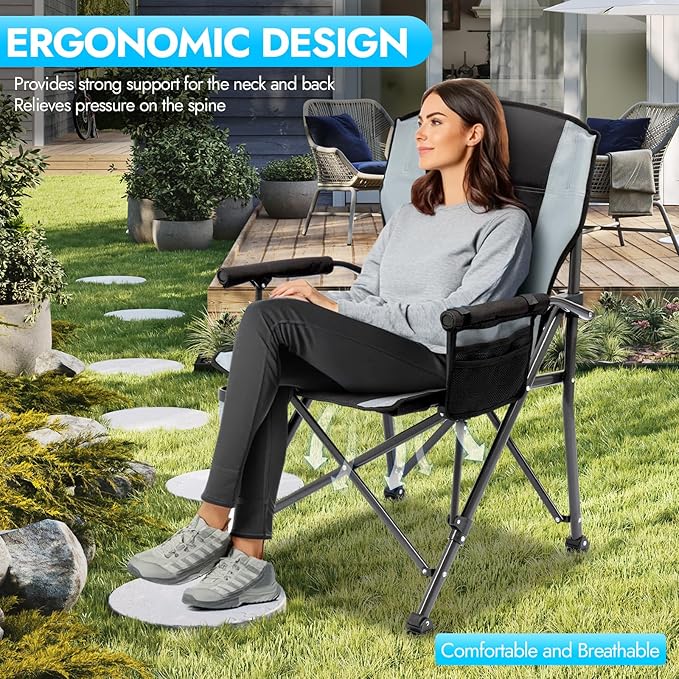 2 Pack Oversized Folding Camping Chair for Adults, Supports 450 LBS Camping Chairs, Heavy Duty