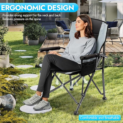 2 Pack Oversized Folding Camping Chair for Adults, Supports 450 LBS Camping Chairs, Heavy Duty