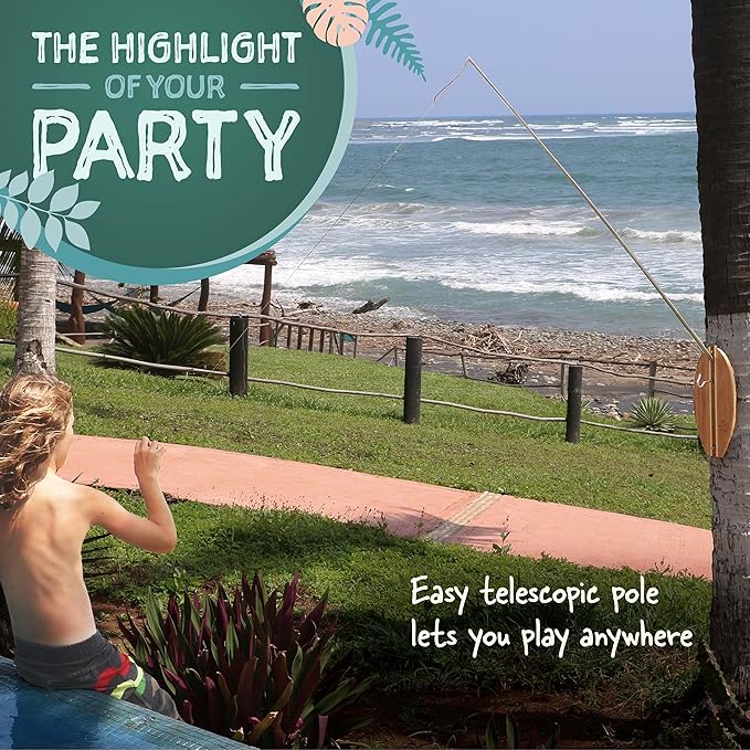 Tiki Toss Ring Toss Game for Adults & Kids - Hook and Ring Games with String and Hooks for