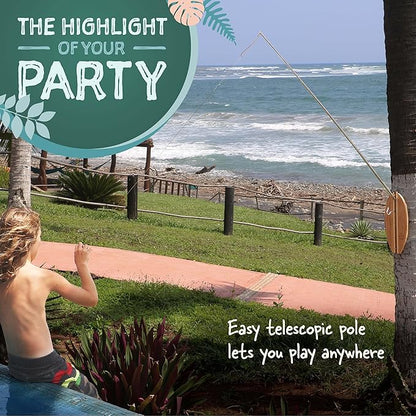 Tiki Toss Ring Toss Game for Adults & Kids - Hook and Ring Games with String and Hooks for