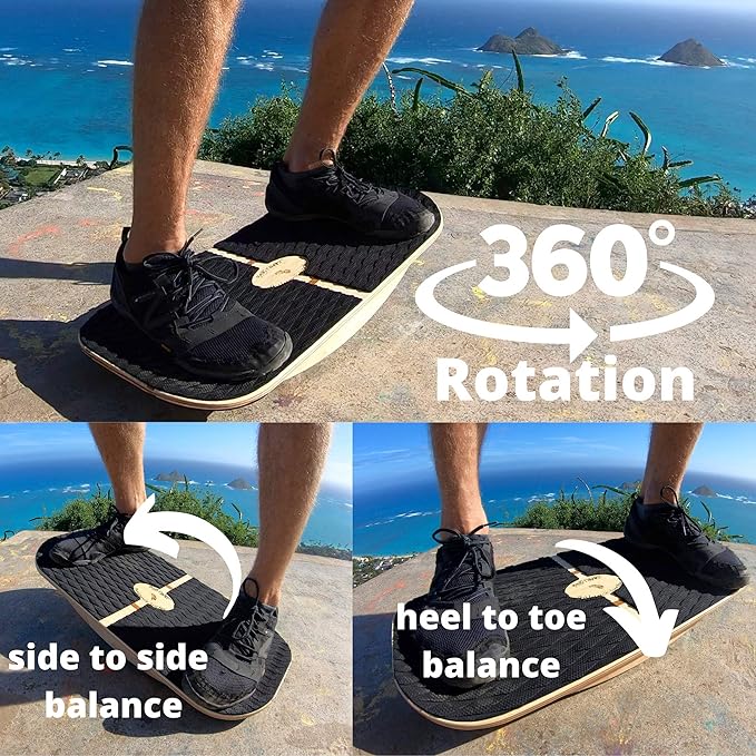 Blue Planet Balance Surfer | Bamboo Balance Board for Office, Standing Desks, Surfing, SUP, Yoga
