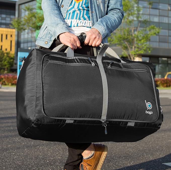 Bago Large Foldable Duffel Bags for Traveling Women & Men - 80L Packable Duffle Bag for Travel with