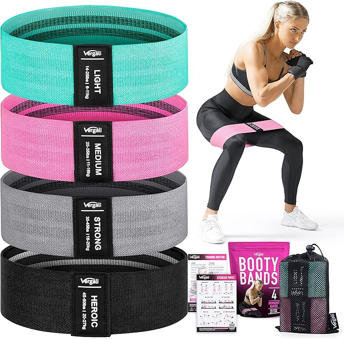 Resistance Bands for Working Out with Workout Bands Guide. 4 Booty Bands for Women Men Fabric