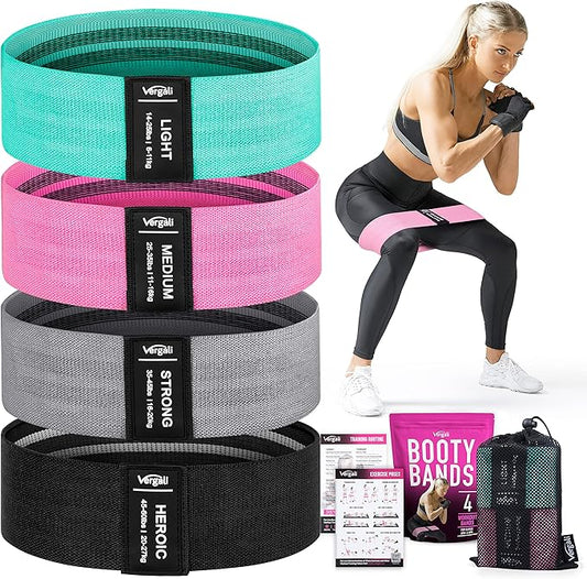 Resistance Bands for Working Out with Workout Bands Guide. 4 Booty Bands for Women Men Fabric