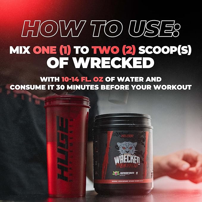 Wrecked Pre Workout, Advanced Formula, Boosts Energy, Focus, Pumps & Performance, 10g L-Citrulline