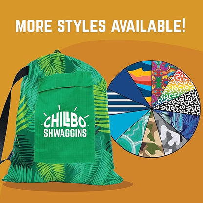 Chillbo Shwaggins Inflatable Couch – No-Pump Setup, Ripstop Polyester, Stability Pegs, Fun Prints