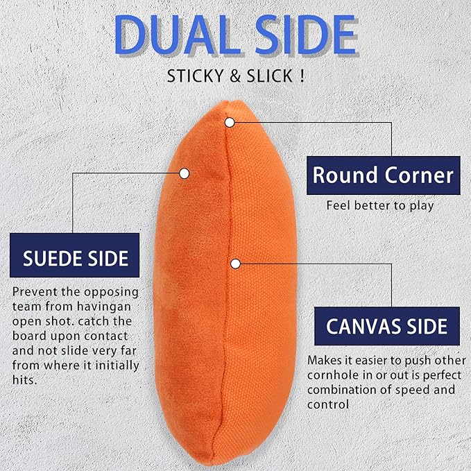 EunHo Dual Sided Cornhole Bags Regulation Set of 8 Professional Cornhole Bean Bags Slick and Stick
