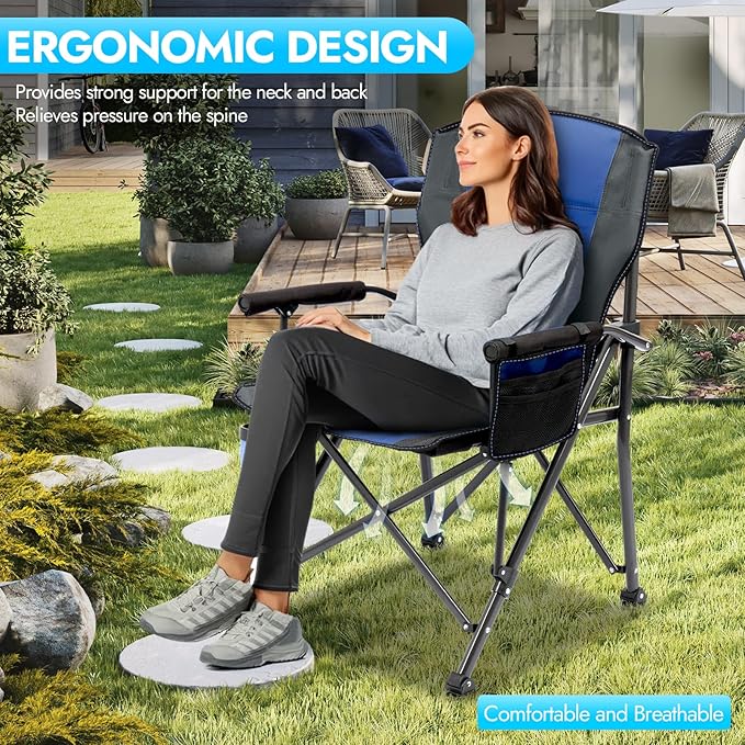 2 Pack Oversized Folding Camping Chair for Adults, Supports 450 LBS Camping Chairs, Heavy Duty