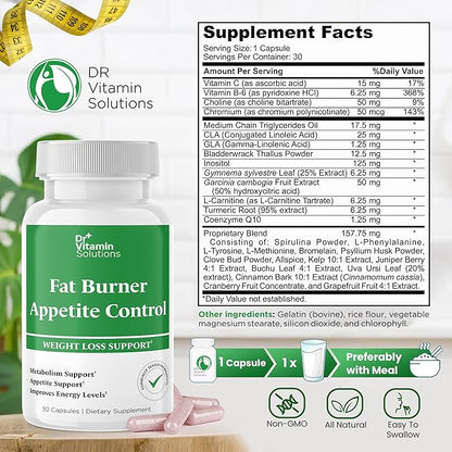 DR VITAMIN SOLUTIONS Fat Burner & Appetite Control Weight Loss Supplements for Women & Men