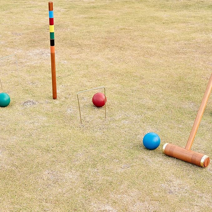 ApudArmis Deluxe Size Croquet Wickets, Set of 9 Colorful Square Arrow Wickets Replacement for 35In