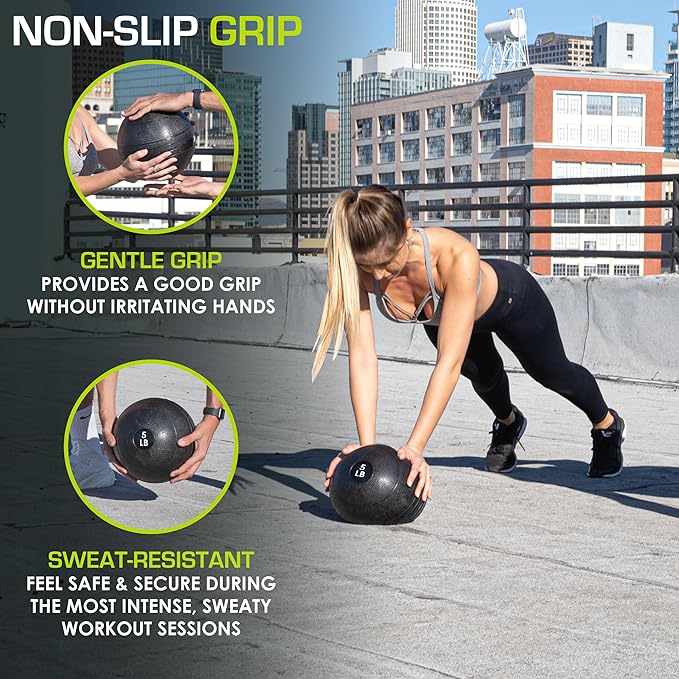 ProsourceFit Slam Medicine Balls 5, 10, 15, 20, 25, 30, 50lbs Smooth and Tread Textured Grip Dead