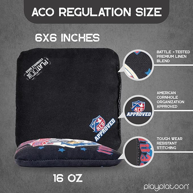 Play Platoon Cornhole Bags Set of 8 Regulation Professional Corn Hole Bean Bags ACO Approved