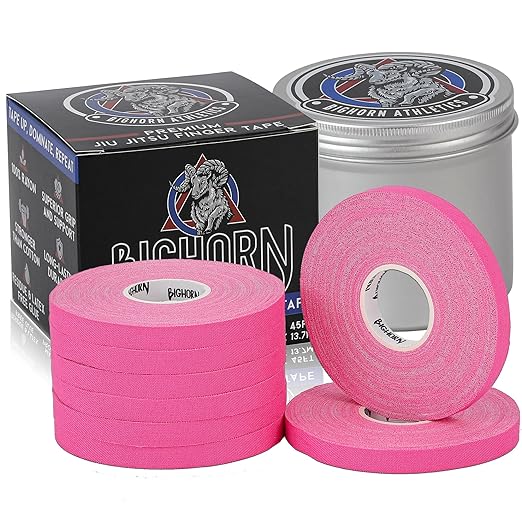 Bighorn Athletics Pro Series Jiu-Jitsu Finger Tape, 8-Rolls with Tin Holder, Enhanced Strength