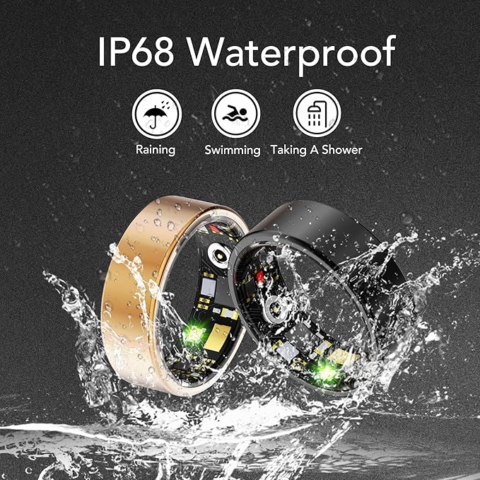 Smart Health Ring for Women Men Fitness Tracker with Heart Rate, Blood Oxygen, Blood Pressure