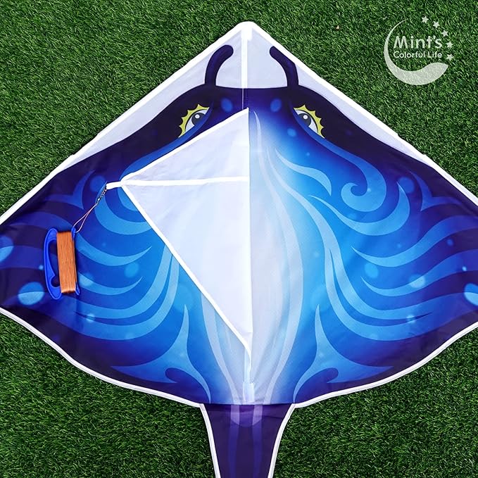 Mint's Colorful Life Devil Fish Kite for Kids and Adults，Easy to Fly Delta Kites Single Line Large
