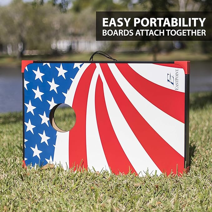 EastPoint Sports Cornhole Game Set Bean Bag Toss MDF - 2' W x 3' L - Built-In Storage, Convenient