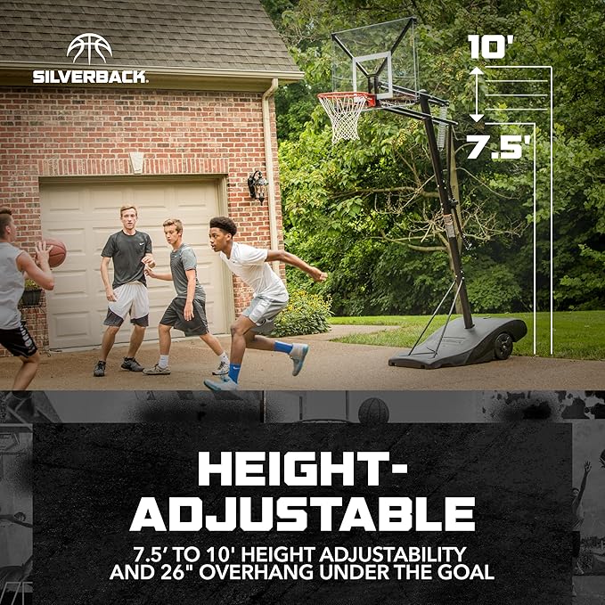 Silverback NXT Portable Adjustable 10ft Outdoor Basketball Hoop - 50" and 54" Basketball Goal