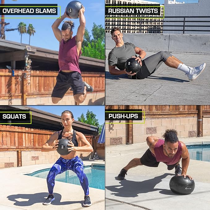 ProsourceFit Slam Medicine Balls 5, 10, 15, 20, 25, 30, 50lbs Smooth and Tread Textured Grip Dead
