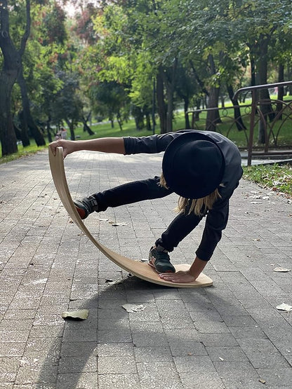 NUTTY TOYS Montessori Wooden Wobble Board for Kids & Adults -100% Natural Wood Balance Board