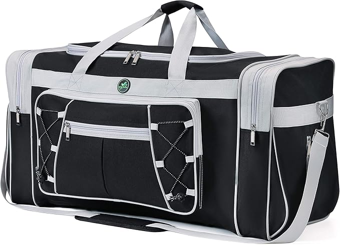 Travel Duffle Bags for Men 26" Black Weekender Over Night Carry On Bag, Lightweight Extra Large