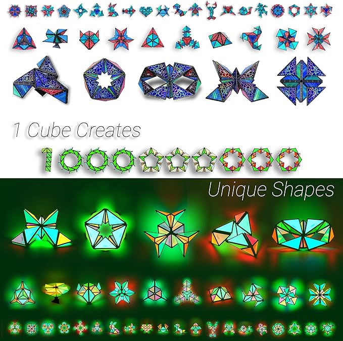 TOSY Magnet Pyramid Stone - 1 Cube Transforms into 1 Billion Shapes, 14 pcs (12 Puzzle pcs and 2