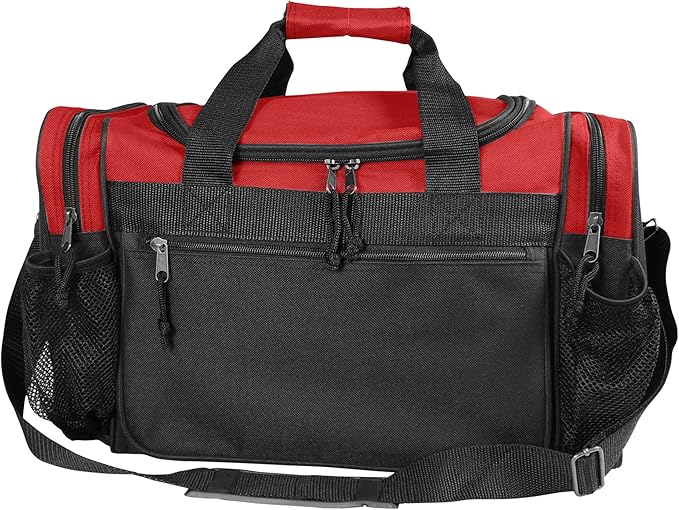 DALIX 17" Duffle Bag Dual Front Mesh Pockets (Black Gold Gray Dark Green Navy Blue Maroon Royal
