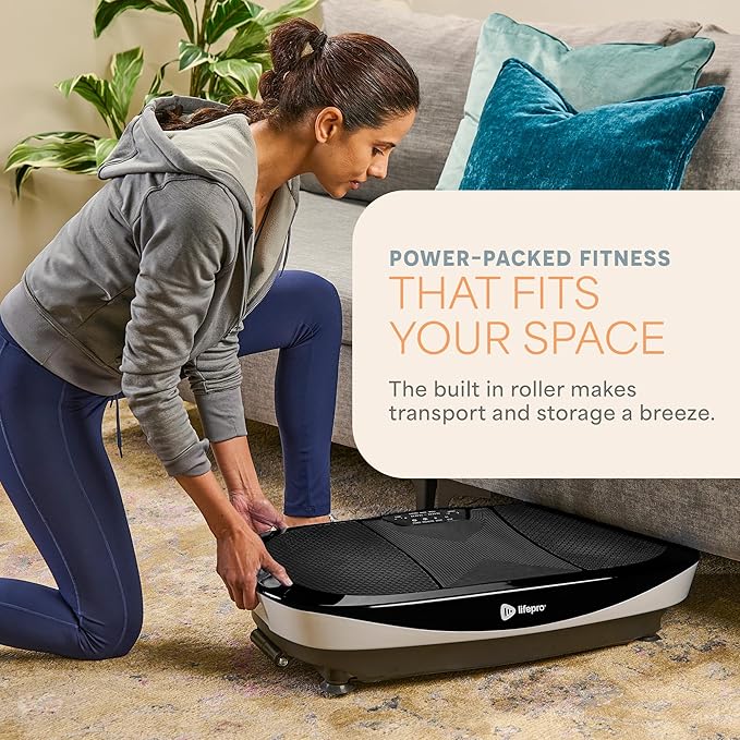Lifepro Rumblex Max 4D Black Vibration Plate Exercise Machine with Loop Resistance Bands for Home