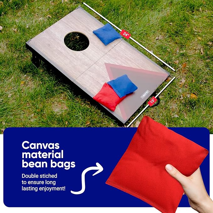 Portable Cornhole Board Set 24"x15", Foldable Wooden Travel Size Corn Hole Game Sets, Incl 2 Boards
