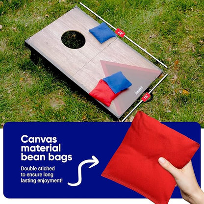 Portable Cornhole Board Set 24"x15", Foldable Wooden Travel Size Corn Hole Game Sets, Incl 2 Boards