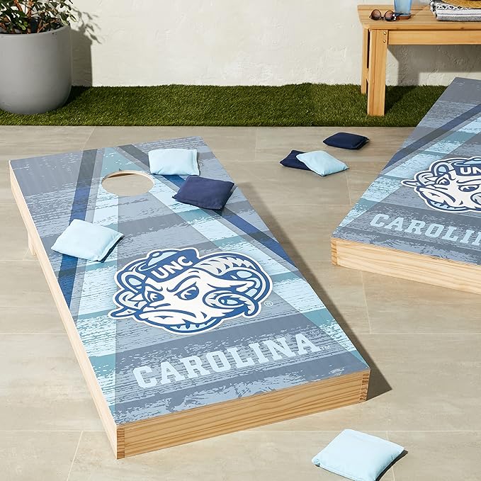 Wild Sports NCAA College 2' x 4' Wood Direct Print Tournament Cornhole Set, 8 Bean Bags, Vintage