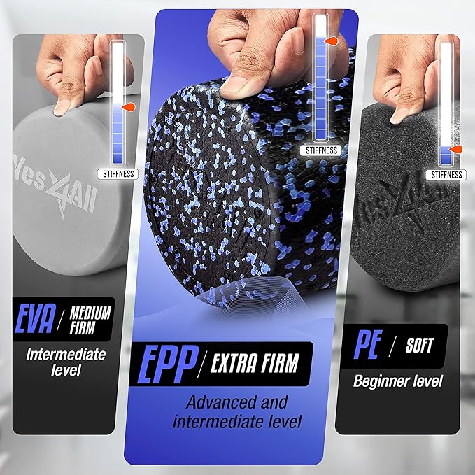 Yes4All High-Density EPP Round Back Roller Foam, Exercise Foam Roller for Yoga, Pilates &