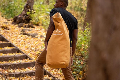 WHITEDUCK Top Load Canvas Folding Duffel Bag, Water Resistant Army Style Shoulder Bag for Men and