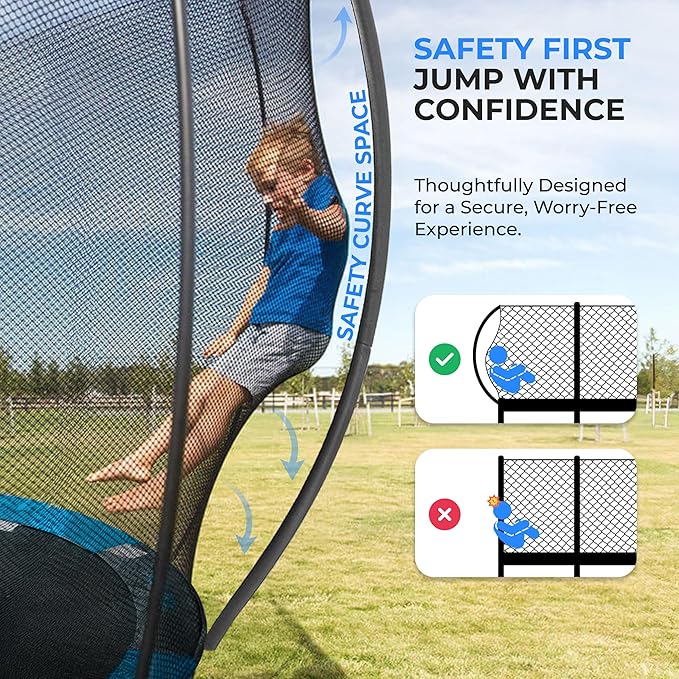 Serenelife 12FT 10FT 8FT Recreational Trampolines with Enclosure Net and Ladder and Anti-Rust