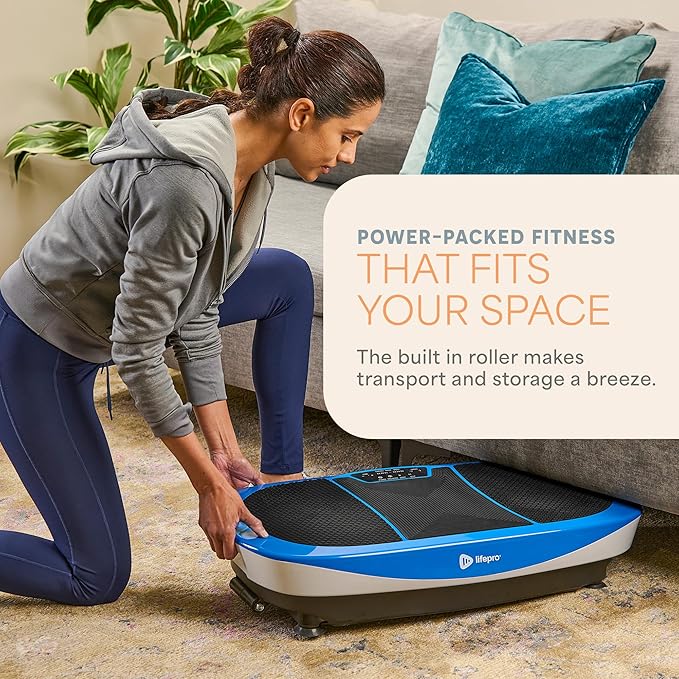 Lifepro Rumblex Max 4D Black Vibration Plate Exercise Machine with Loop Resistance Bands for Home