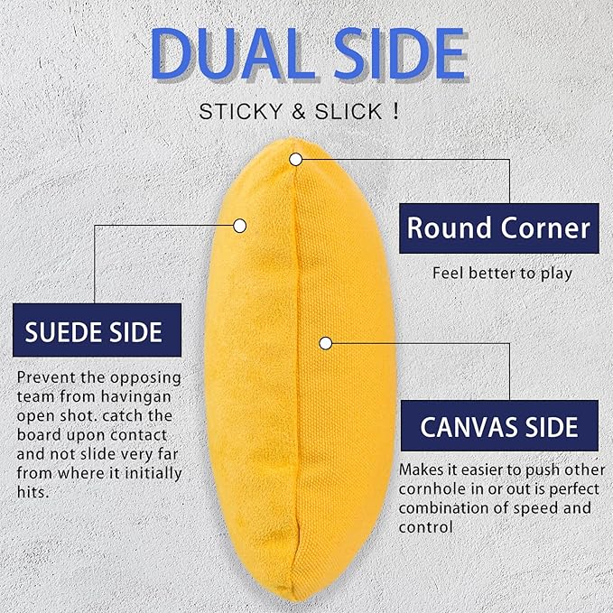 EunHo Dual Sided Cornhole Bags Regulation Set of 8 Professional Cornhole Bean Bags Slick and Stick