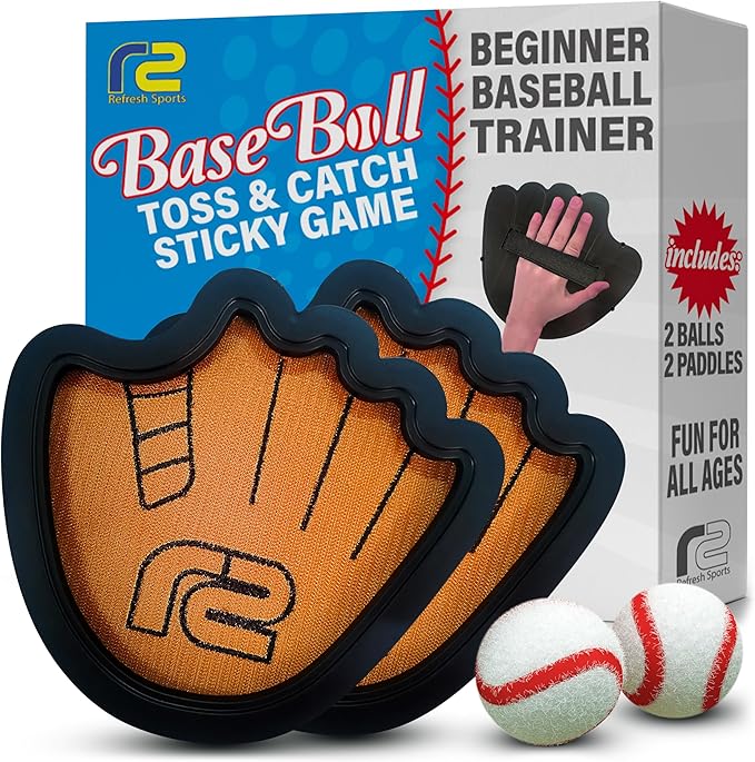 Toss and Catch Ball Game Set - Easy to Use Sticky Balls & Beginner Baseball Training Glove