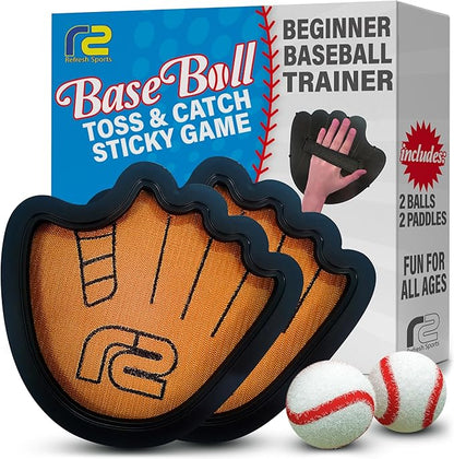 Toss and Catch Ball Game Set - Easy to Use Sticky Balls & Beginner Baseball Training Glove