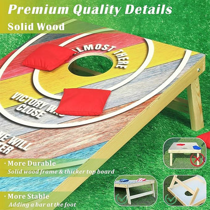 Cornhole Board Set 4FTx2FT Solid Wood Regulation Size Cornhole Set Includes 8 Cornhole Bags for
