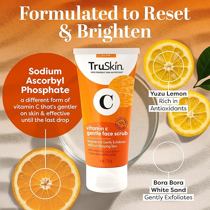 TruSkin Vitamin C Gentle Face Scrub - Brightening Daily Face Exfoliator for All Skin Types