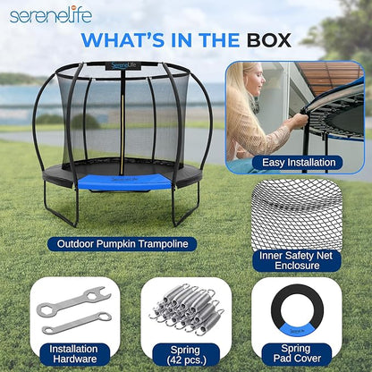 Serenelife 12FT 10FT 8FT Recreational Trampolines with Enclosure Net and Ladder and Anti-Rust